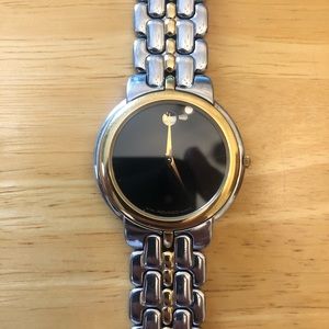 Movado Black Dial Two Tone Watch